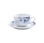 Jogo 6 Xícaras de Chá com Píres de Porcelana 200ml Eden Bleu