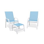 Jogo 2 Cadeiras, S/ Mesa Alumínio Branco Tela Azul Claro