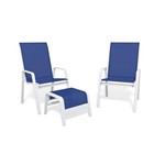 Jogo 2 Cadeiras, S/ Mesa Alumínio Branco Tela Azul Escuro