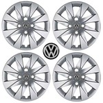 Jogo Calota Aro 13 Up 2015 Volkswagen Grid 4 Peças Prata + Emblema Resinado