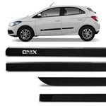Jogo de Friso Lateral Chevrolet Onix 2012 a 2018 Preto Fosco Grafia Cromada Alto Relevo