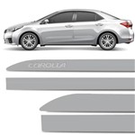 Jogo de Friso Lateral Toyota Corolla 2015 a 2018 Prata Supernova Grafia com Nome do Carro