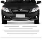 Jogo de Frisos Filetes Cromados Toyota Corolla 2008 a 2011 Grade Frontal e Para-choque Dupla Face