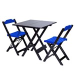 Jogo de Mesa 70x70 para Sorveteria Azul com 2 Cadeiras Roma - Lh Móveis