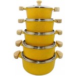 Jogo de Panelas Aluminio Fundido Batido Amarelo Pintadinho (disponibilidade: Disponível em 2 Dias Úteis)