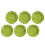 Jogo de Prato Fundo Verde Conjunto 6 Peças Ceramica