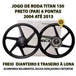 Jogo de Rodas Titan Liga Leve 150 Alumínio Preto 6 Pontas 2004/2013