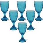 Jogo de Taças de Cristal Azul para Vinho 06 Peças Leopold