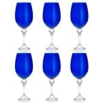 Jogo de Taças para Vinho em Cristal Bohemia Elisa Cobalto 450ml 6 Peças Azul