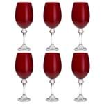 Jogo de Taças para Vinho em Cristal Bohemia Elisa Rubi 450ml 6 Peças Vermelho