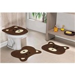 Jogo de Tapetes de Banheiro Formato Urso Bordado Café
