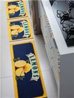 Jogo de Tapetes para Cozinha Corttex Azul Marinho/amarelo