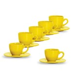 Jogo de Xícaras Amarela Café Cerâmica Pequena 6 Peças