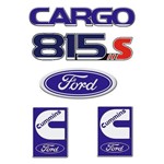 Jogo Emblemas Caminhão Ford Cargo 815S Vermelho Oval Cummins