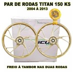Jogo Rodas Liga Leve Titan 150 Ks Alumínio Dourada 5 Pontas