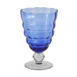 Jogo Taças de Agua Vidro Cristalino Lapidado Azul 6 Pçs