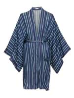 Kimono Curto Estampado Azul e Verde Tamanho P