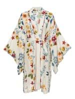 Kimono Curto Estampado Off White Tamanho P