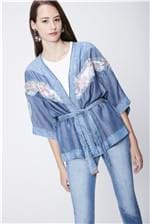 Kimono Jeans com Bordado Recollect - Tam: UC / Cor: BLUE