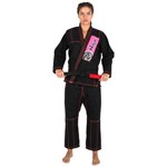 Kimono Jiu Jitsu Feminino New Colors - Naja - Preto e Rosa - F0