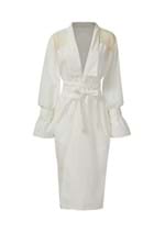 Kimono Transparencia Faixa Cinto Off White M/G