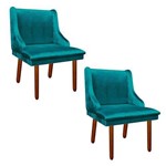 Kit 02 Cadeira Poltrona Decorativa Liz Acetinado Liso Azul Tiffany - D'Rossi