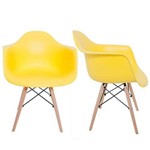 Kit 02 Cadeiras Melbourne Eiffel Charles Eames Base Madeira - Amarelo - Factus