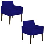 Kit 02 Poltrona Cadeira Decorativa Lais Sala Escritório Suede Azul Marinho