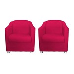 Kit 02 Poltronas Decorativa Tilla Sala e Recepção Suede Rosa Pink - DL Decor