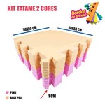 Kit 20 Tatame Eva 50x50 10mm Bege Pele e Rosa Pink