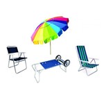 Kit 1 Carrinho Praia com Avanço + 1 Rainbow + 2 Cadeiras Mor