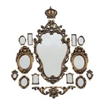 Kit 13 Espelhos com Molduras Vintage na Ouro Envelhecido - Pop Decorei