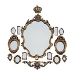 Kit 13 Espelhos Decorativos de Parede Molduras Barrrock de Resina Ouro Envelhecido - Pop Decorei
