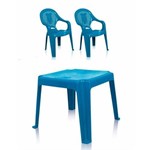 Kit 1 Mesa e 2 Cadeiras Decoradas Infantil Azul