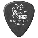 Kit 12 Palhetas Dunlop Gator Grip 2.00mm Cinza para Guitarra Baixo Violão