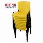 Kit 10 Cadeira de Plástico Empilhável AMARELA Iso Polipropileno - ULTRA Móveis