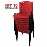 Kit 10 Cadeira de Plástico Empilhável VERMELHA Iso Polipropileno - ULTRA Móveis