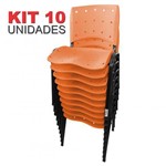 KIT 10 Cadeira Empilhável Ergonômica Ergoplax Assento Encosto Plástico Laranja