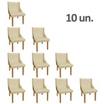 Kit 10 Cadeira Poltrona Decorativa Liz Corino Bege - D'Rossi