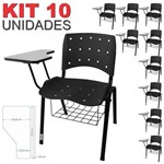 KIT 10 Cadeira Universitária PRETA Anatômica Ergoplax com Porta Livros - ULTRA Móveis