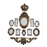 Kit 10 Espelhos Decorativos de Parede com Molduras Barrock Vintage Ouro Envelhecido - Pop Decorei