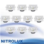 Kit 10 Und Luminária de Embutir Spot LED Quadrado 5w Branco Frio 6500k Nitrolux