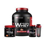 Kit 100% Whey Protein 2 Kg + BCAA 4,5 Mg 250 G + 100% Creatine 300 G + Coqueteleira - Bodybuilders