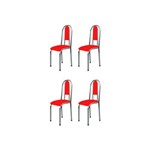 Kit 4 Cadeiras Anatômicas 0.122 Estofada Cromado/vermelho - Marcheli