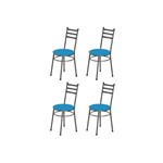 Kit 4 Cadeiras Baixas 0.135 Redonda Craqueado/azul - Marcheli