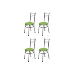 Kit 4 Cadeiras Baixas 0.236 Redonda Cromado/verde - Marcheli