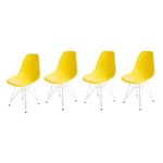 Kit 4 Cadeiras Cozinha Jantar - Base Metal Cromado - Amarelo - Quiz Magazine