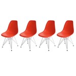 Kit 4 Cadeiras Cozinha Jantar - Base Metal Cromado - Vermelho - Quiz Magazine