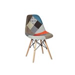 Kit 3 Cadeiras Eames com Patchwork Madeira Sem Braço