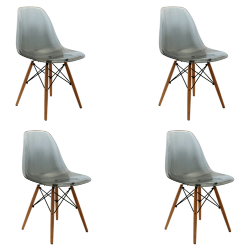 Kit 4 Cadeiras Eames Wood Fume PC OR Design 1101B